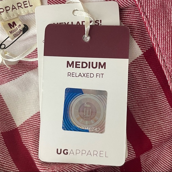 WASHINGTON STATE COUGARS NWT RED AND WHITE BUFFALO CHECK PLAID BLOUSE TOP MEDIUM - Picture 7 of 10